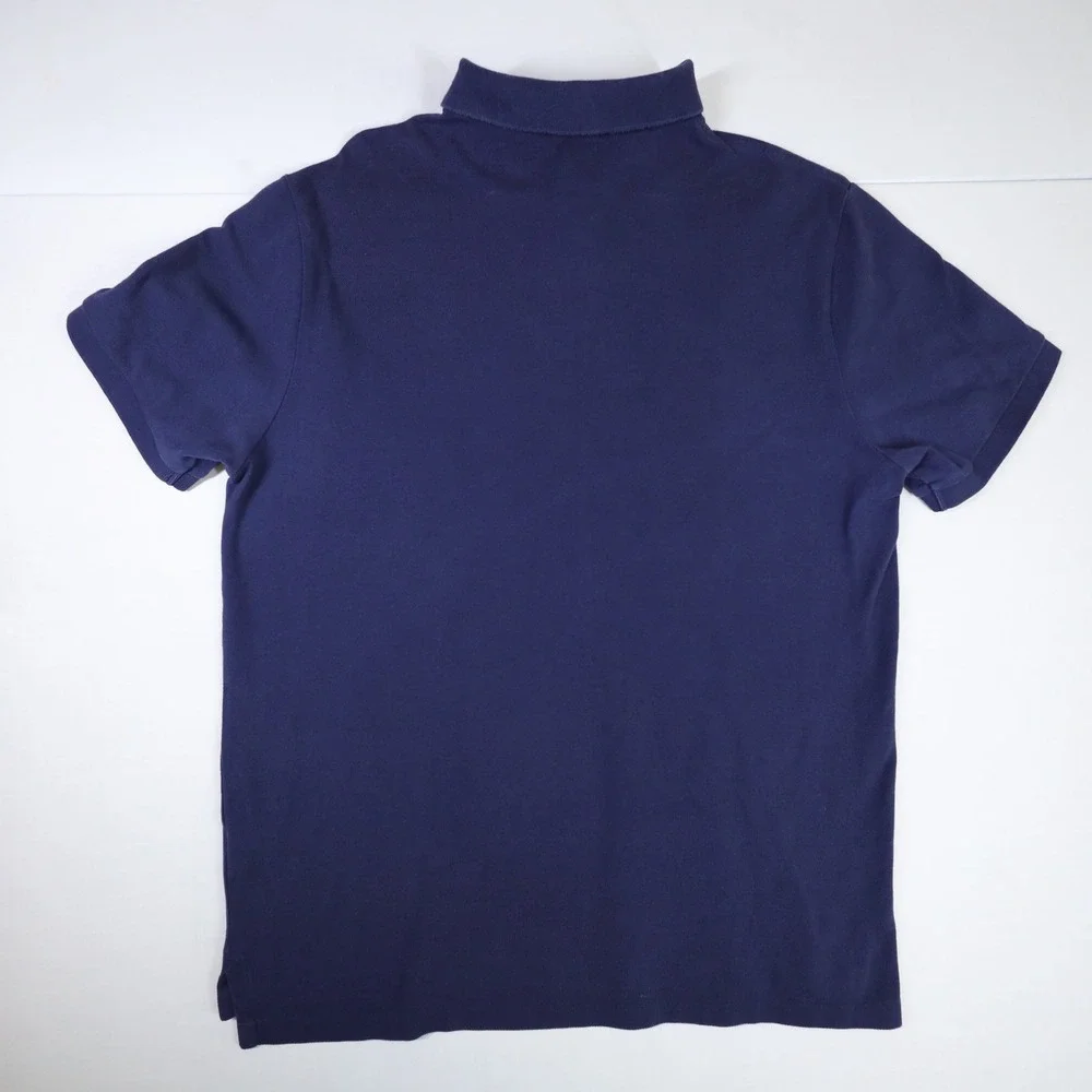 Polo Ralph Lauren Polo Shirt Mens L Navy Blue Pony Custom Slim Fit Mesh Cotton